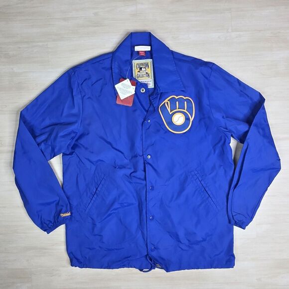 Milwaukee Brewers Mitchell & Ness Cooperstown Collection Baseball Jacket Medium - Picture 1 of 9
